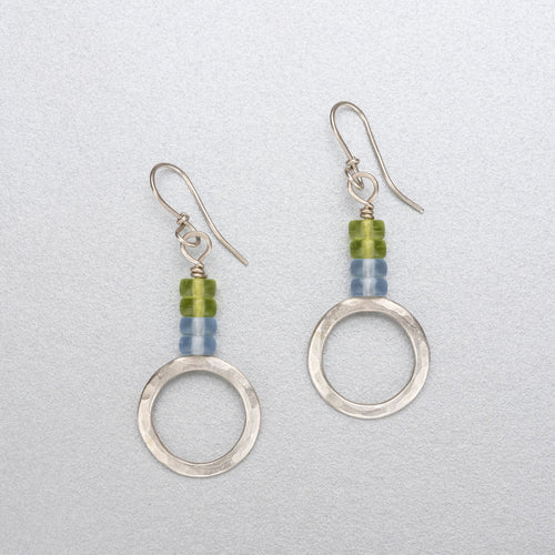 Sea glass and silver earrings