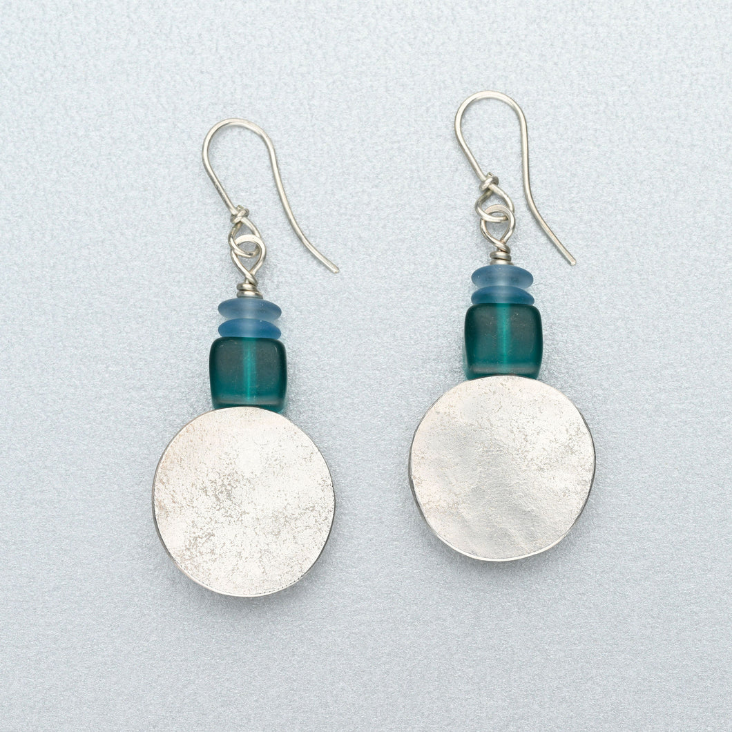 Sea glass and  silver earrings
