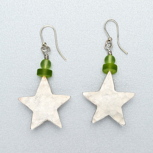 Silver star earrings.