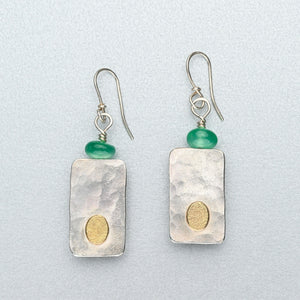 Silver earrings with 18ct gold