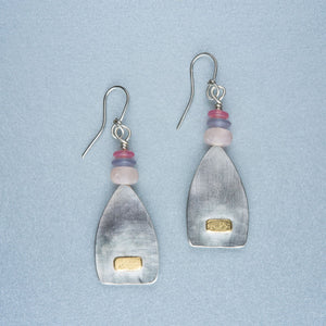 Silver earrings with 18ct gold