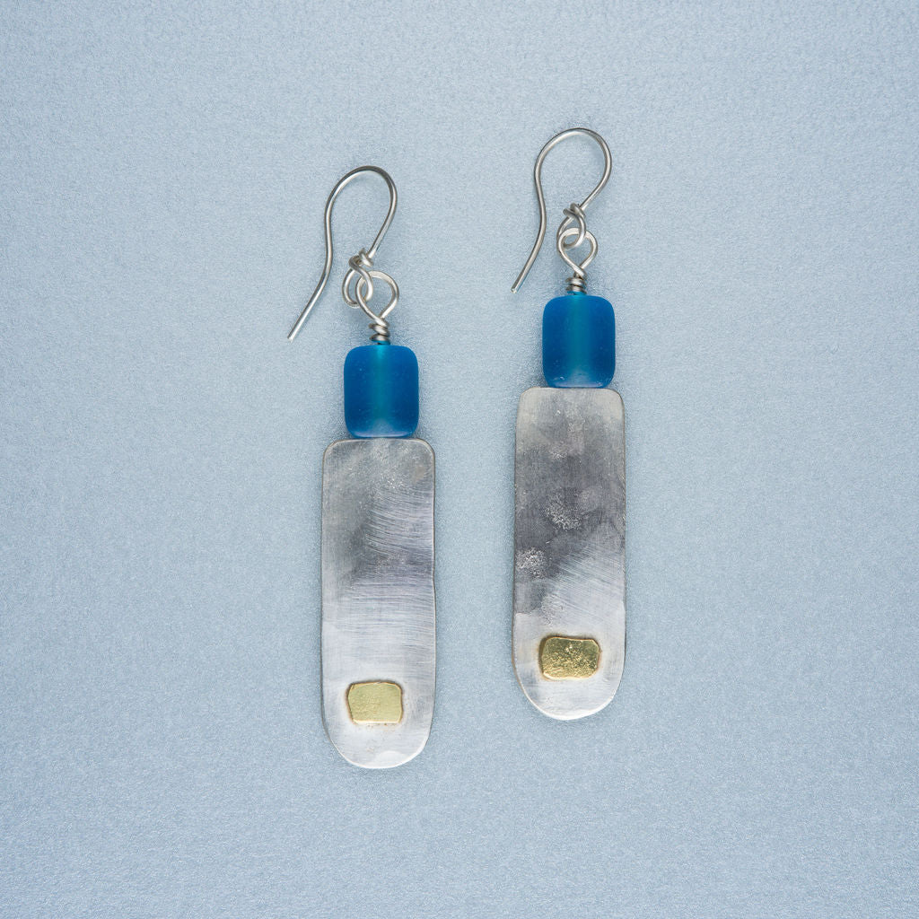 Silver earrings with 18ct gold