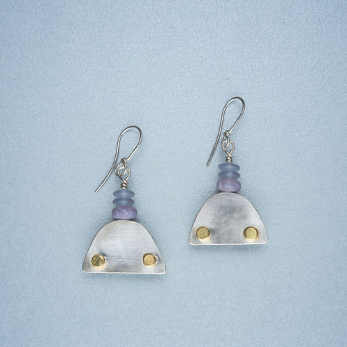 Silver earrings with 18ct gold details