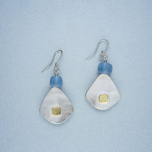 Silver earrings with 18ct gold