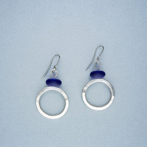 Sea glass and silver earrings