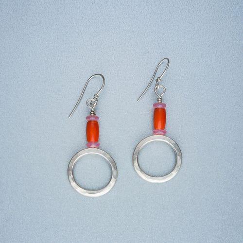 Coral and silver earrings