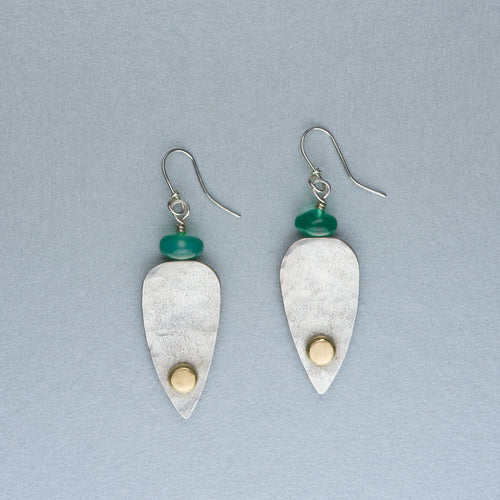 Silver earrings with 18ct gold