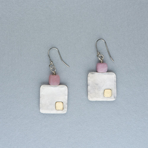 Silver earrings with 18ct gold
