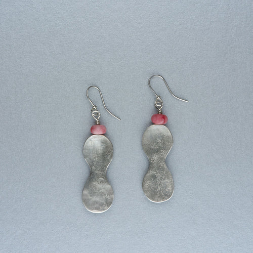 Organic shaped silver earrings