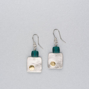 Silver earrings with 18ct gold