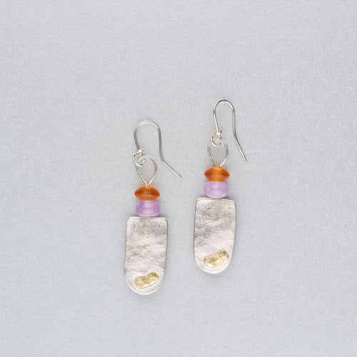 Silver earrings with gold detail