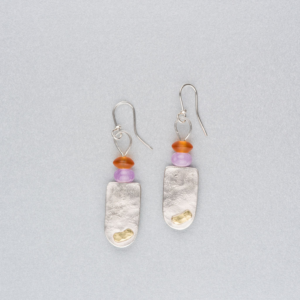 Silver earrings with gold detail