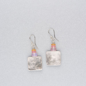 Square silver earrings