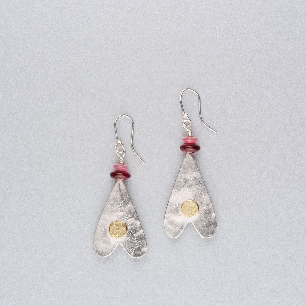Silver earrings with 18ct gold