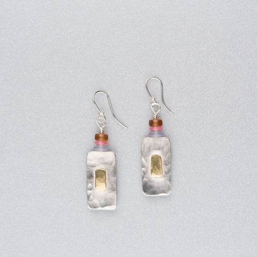 Silver earrings with 18ct gold