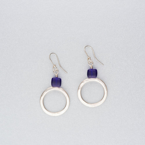 Sea glass and silver earrings