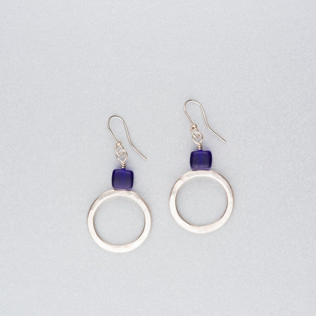 Sea glass and silver earrings