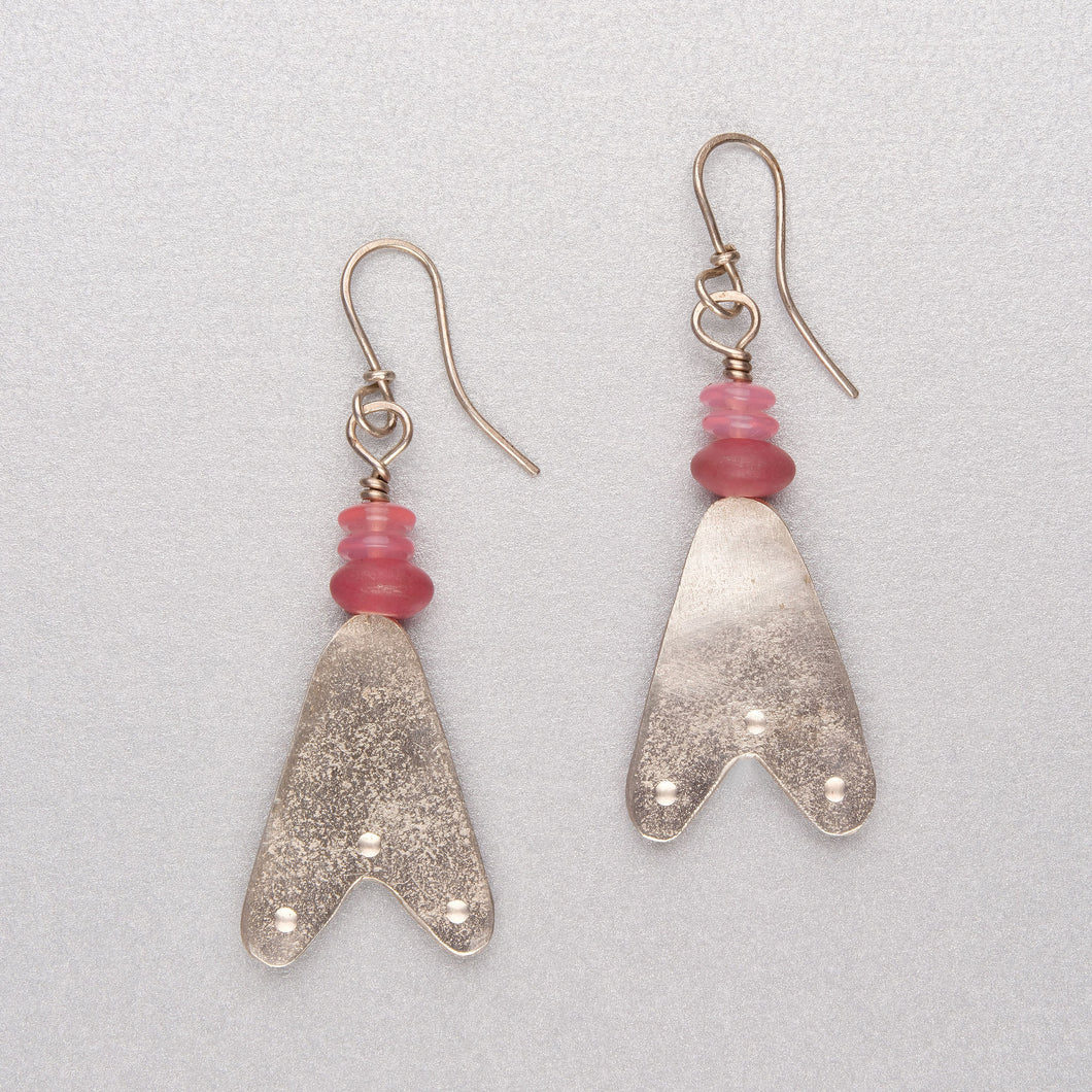 Cherry quartz and silver earrings