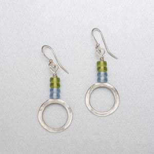 Sea glass and silver earrings